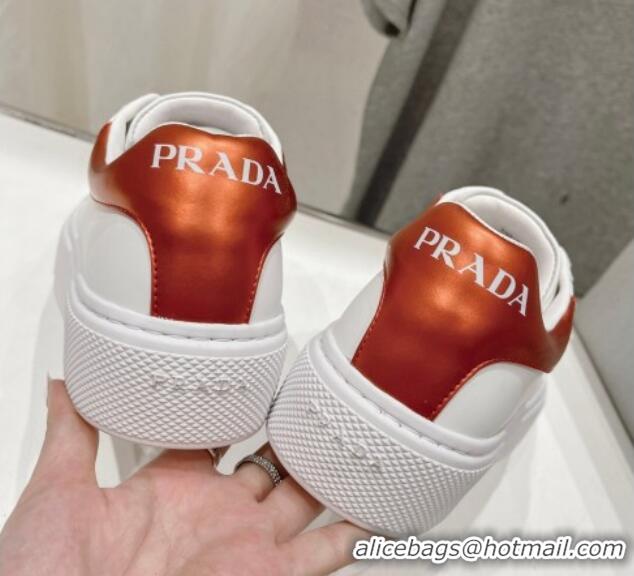 Best Grade Prada White leather sneakers with Orange Tab 719135