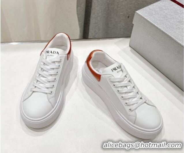 Best Grade Prada White leather sneakers with Orange Tab 719135