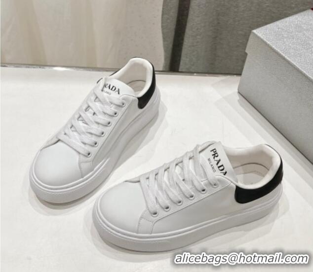 Luxury Prada White leather sneakers with Tab Black 719137