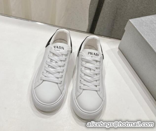 Luxury Prada White leather sneakers with Tab Black 719137