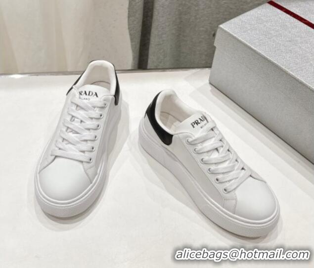 Luxury Prada White leather sneakers with Tab Black 719137