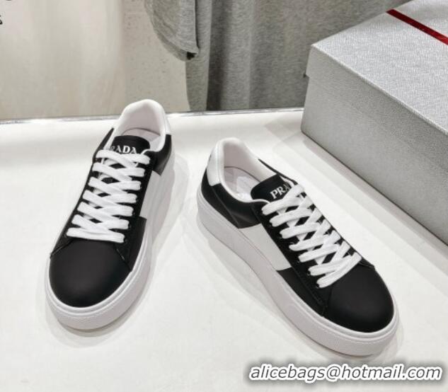 Trendy Design Prada leather sneakers with Web and Tab Black/White 719140