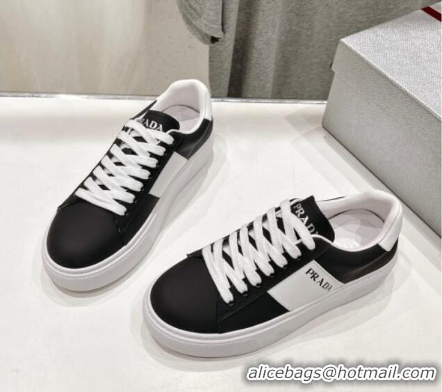 Trendy Design Prada leather sneakers with Web and Tab Black/White 719140