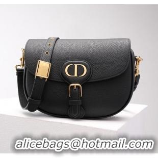 Newly Launched Dior Medium Dior Bobby Bag in Grained Calfskin M9319 Black/Gold 2024