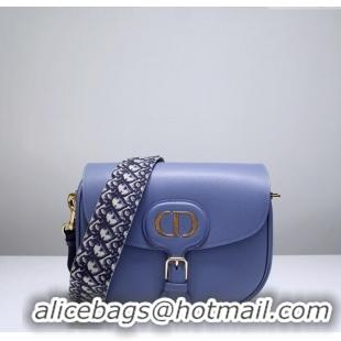 Inexpensive Dior Large Dior Bobby Bag in Box Calfskin M0319 Blue 2024