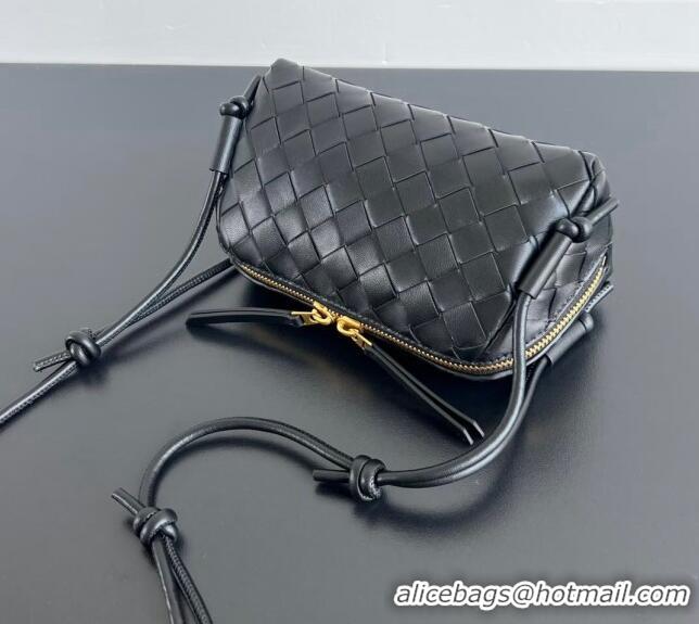 Luxury Discount Bottega Veneta Intrecciato Leather Concert Pouch Mini bag 794258 Black 2024