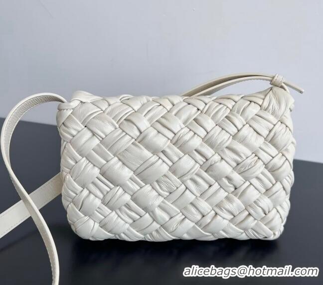 Buy Discount Bottega Veneta Men's Small Rumple Messenger bag in Intrecciato Leather 787113 White 2024