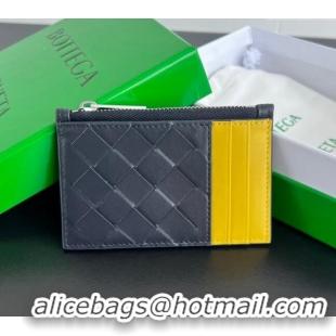 Particularly Recommended Bottega Veneta Zippered Card Case Wallet in Intrecciato Leather 755985 Blue/Yellow 2024