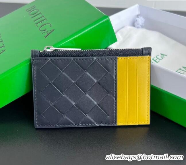 Particularly Recommended Bottega Veneta Zippered Card Case Wallet in Intrecciato Leather 755985 Blue/Yellow 2024