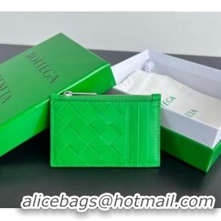 Shop Best Bottega Veneta Zippered Card Case Wallet in Intrecciato Leather 755985 Parrot Green 2024