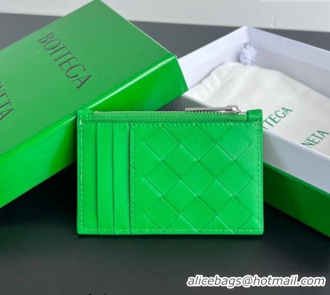 Shop Best Bottega Veneta Zippered Card Case Wallet in Intrecciato Leather 755985 Parrot Green 2024