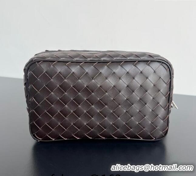 Original Cheap Bottega Veneta Men's Intrecciato Leather Pouch With Wristlet 777390 Fondant Brown 2024