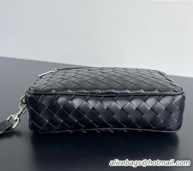 Top Quality Bottega Veneta Men's Intrecciato Leather Pouch With Wristlet 777390 Black 2024