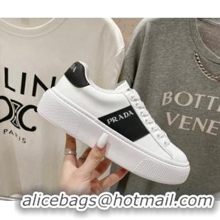 Perfect Prada White leather sneakers with Balck Web and Tab 719141