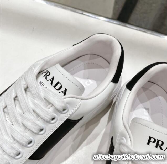 Perfect Prada White leather sneakers with Balck Web and Tab 719141