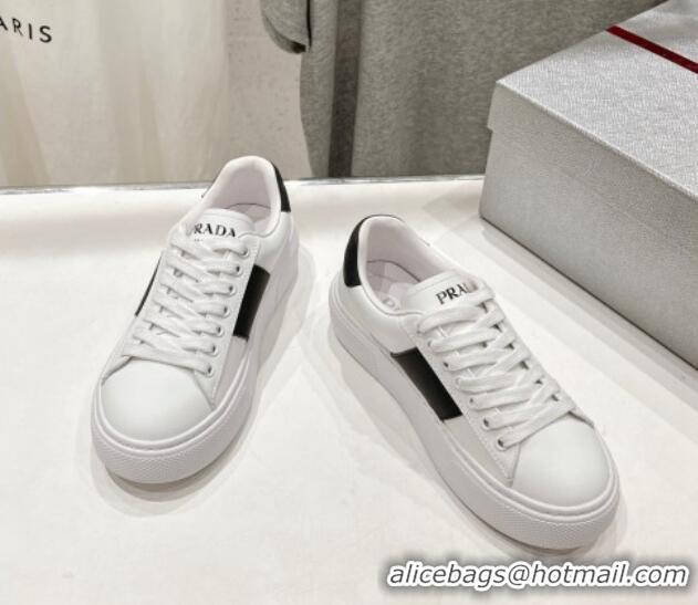 Perfect Prada White leather sneakers with Balck Web and Tab 719141