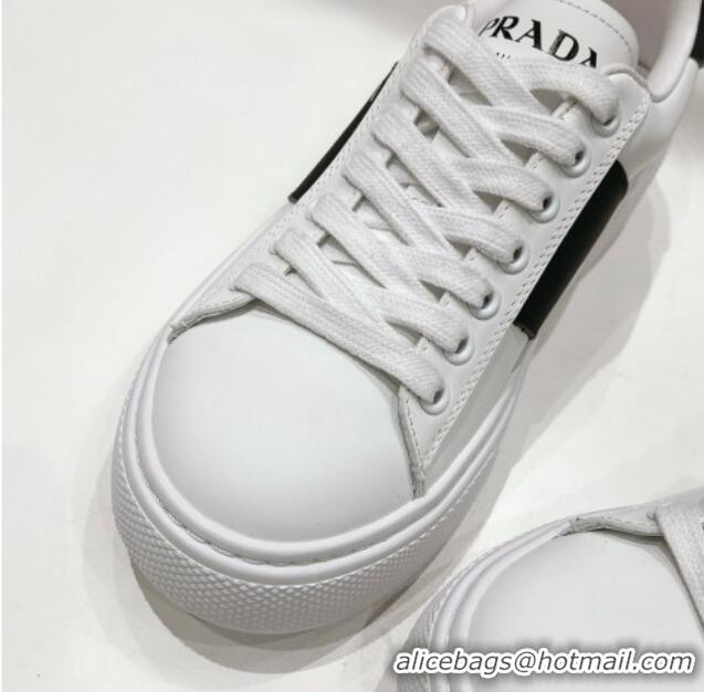 Perfect Prada White leather sneakers with Balck Web and Tab 719141