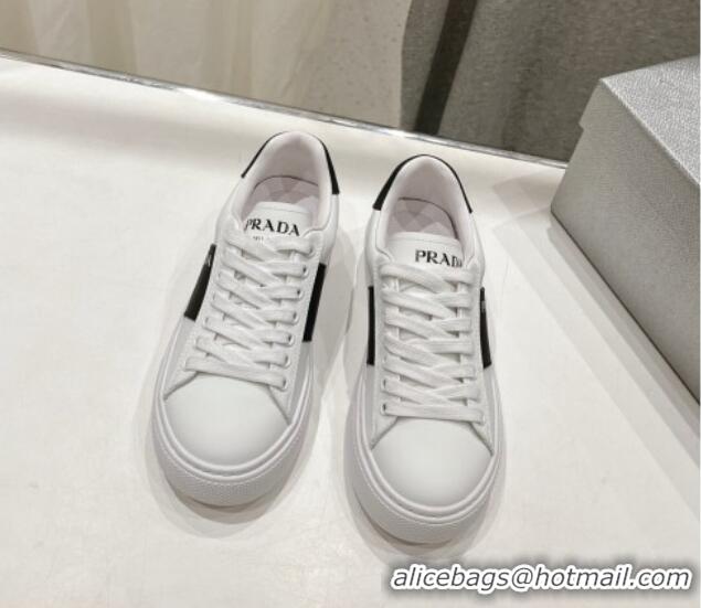 Perfect Prada White leather sneakers with Balck Web and Tab 719141