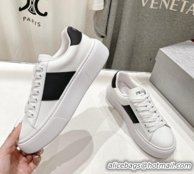 Perfect Prada White leather sneakers with Balck Web and Tab 719141