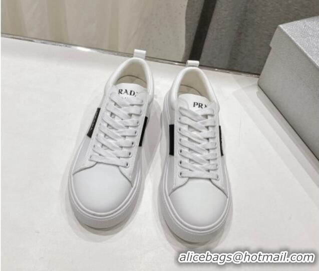 Good Product Prada White leather sneakers with Black Web 719143