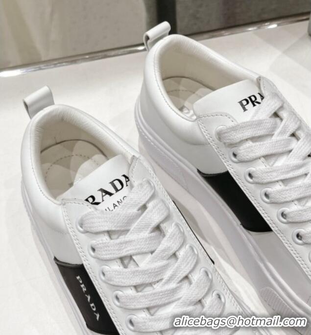 Good Product Prada White leather sneakers with Black Web 719143