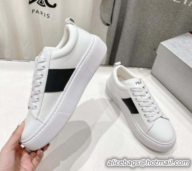 Good Product Prada White leather sneakers with Black Web 719143