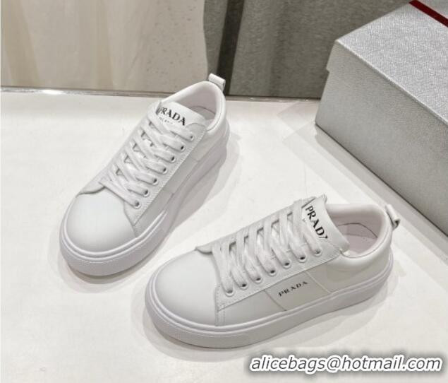 Trendy Design Prada White leather sneakers with White Web 719144