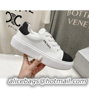 Sumptuous Prada leather sneakers with Logo Print White/Black 719145