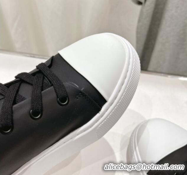 Charming Prada leather sneakers with Logo Print Black/White 719146