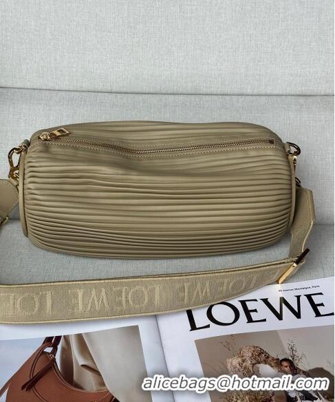 Promotional Loewe Large Bracelet Pouch Tubular Bag In Pleated Nappa Leather LW9752 Clay Green 2024