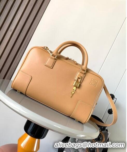 New Design Loewe Amazona 28 Medium Top Handle Bag in Nappa Calfskin L5004 Warm Desert Brown 2024