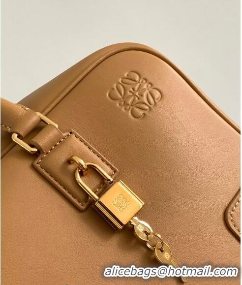 New Design Loewe Amazona 28 Medium Top Handle Bag in Nappa Calfskin L5004 Warm Desert Brown 2024