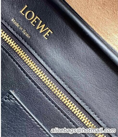 Famous Brand Loewe Amazona 28 Medium Top Handle Bag in Jacquard and Calfskin L5005 Black 2024