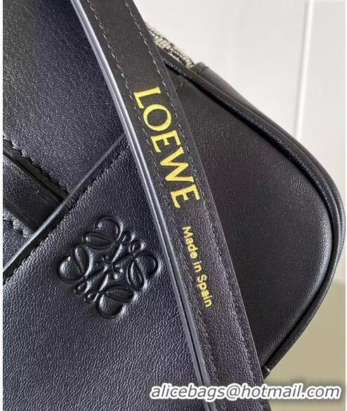 Famous Brand Loewe Amazona 28 Medium Top Handle Bag in Jacquard and Calfskin L5005 Black 2024