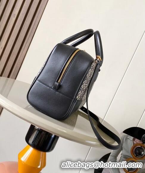 Famous Brand Loewe Amazona 28 Medium Top Handle Bag in Jacquard and Calfskin L5005 Black 2024