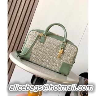 Super Quality Loewe Amazona 28 Medium Top Handle Bag in Jacquard and Calfskin L5005 Green 2024