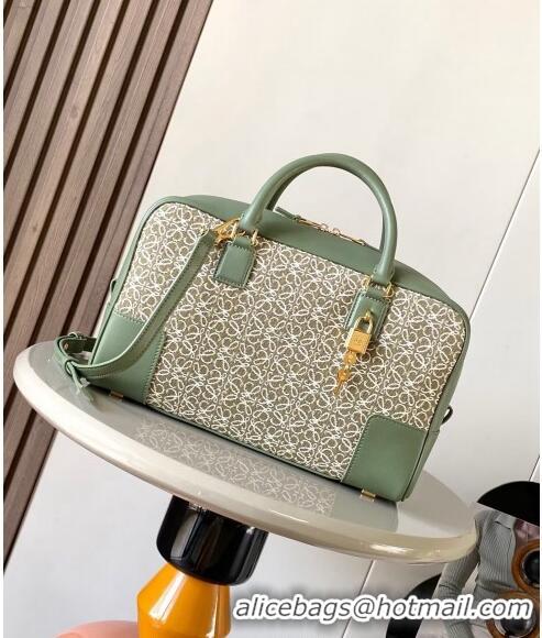 Super Quality Loewe Amazona 28 Medium Top Handle Bag in Jacquard and Calfskin L5005 Green 2024