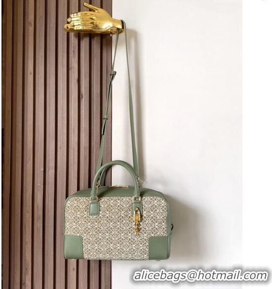 Super Quality Loewe Amazona 28 Medium Top Handle Bag in Jacquard and Calfskin L5005 Green 2024