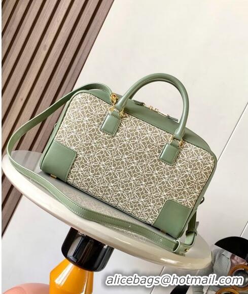 Super Quality Loewe Amazona 28 Medium Top Handle Bag in Jacquard and Calfskin L5005 Green 2024