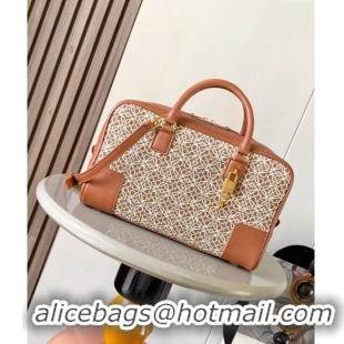 Good Looking Loewe Amazona 28 Medium Top Handle Bag in Jacquard and Calfskin L5005 Brown 2024