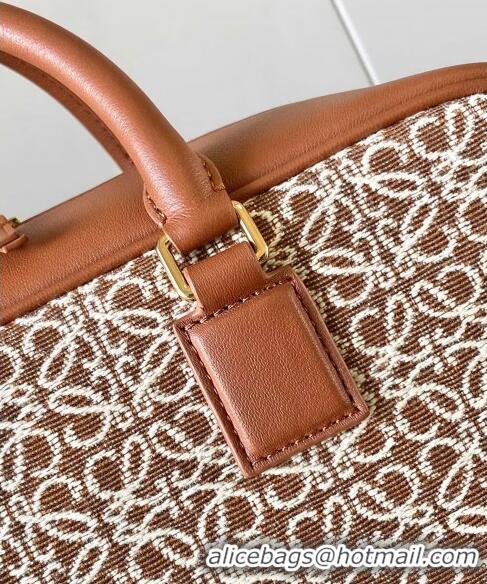 Good Looking Loewe Amazona 28 Medium Top Handle Bag in Jacquard and Calfskin L5005 Brown 2024