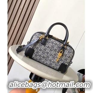 Top Quality Loewe Amazona 23 Small Top Handle Bag in Jacquard and Calfskin L5006 Black 2024