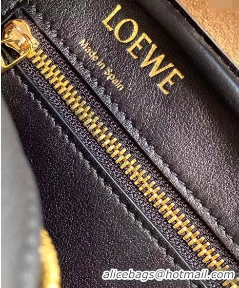 Top Quality Loewe Amazona 23 Small Top Handle Bag in Jacquard and Calfskin L5006 Black 2024