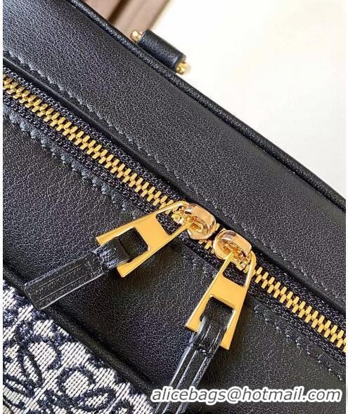 Top Quality Loewe Amazona 23 Small Top Handle Bag in Jacquard and Calfskin L5006 Black 2024