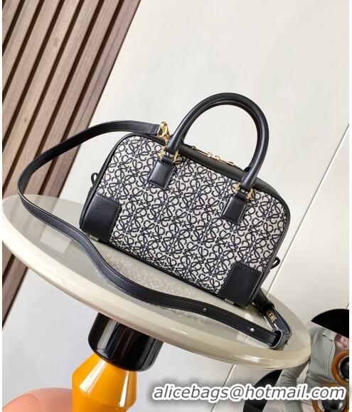 Top Quality Loewe Amazona 23 Small Top Handle Bag in Jacquard and Calfskin L5006 Black 2024