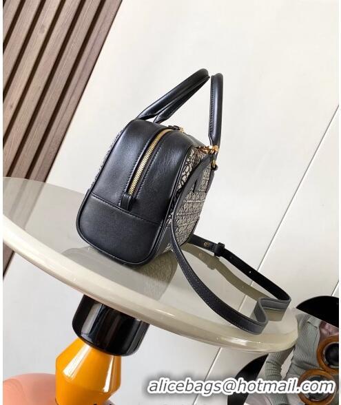 Top Quality Loewe Amazona 23 Small Top Handle Bag in Jacquard and Calfskin L5006 Black 2024