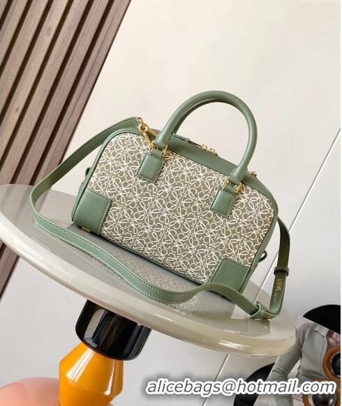 Buy Discount Loewe Amazona 23 Small Top Handle Bag in Jacquard and Calfskin L5006 Green 2024