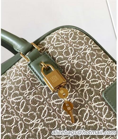 Buy Discount Loewe Amazona 23 Small Top Handle Bag in Jacquard and Calfskin L5006 Green 2024