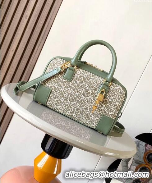 Buy Discount Loewe Amazona 23 Small Top Handle Bag in Jacquard and Calfskin L5006 Green 2024