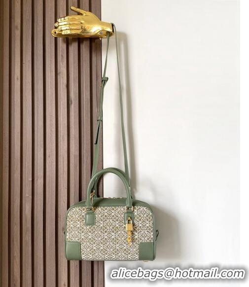 Buy Discount Loewe Amazona 23 Small Top Handle Bag in Jacquard and Calfskin L5006 Green 2024